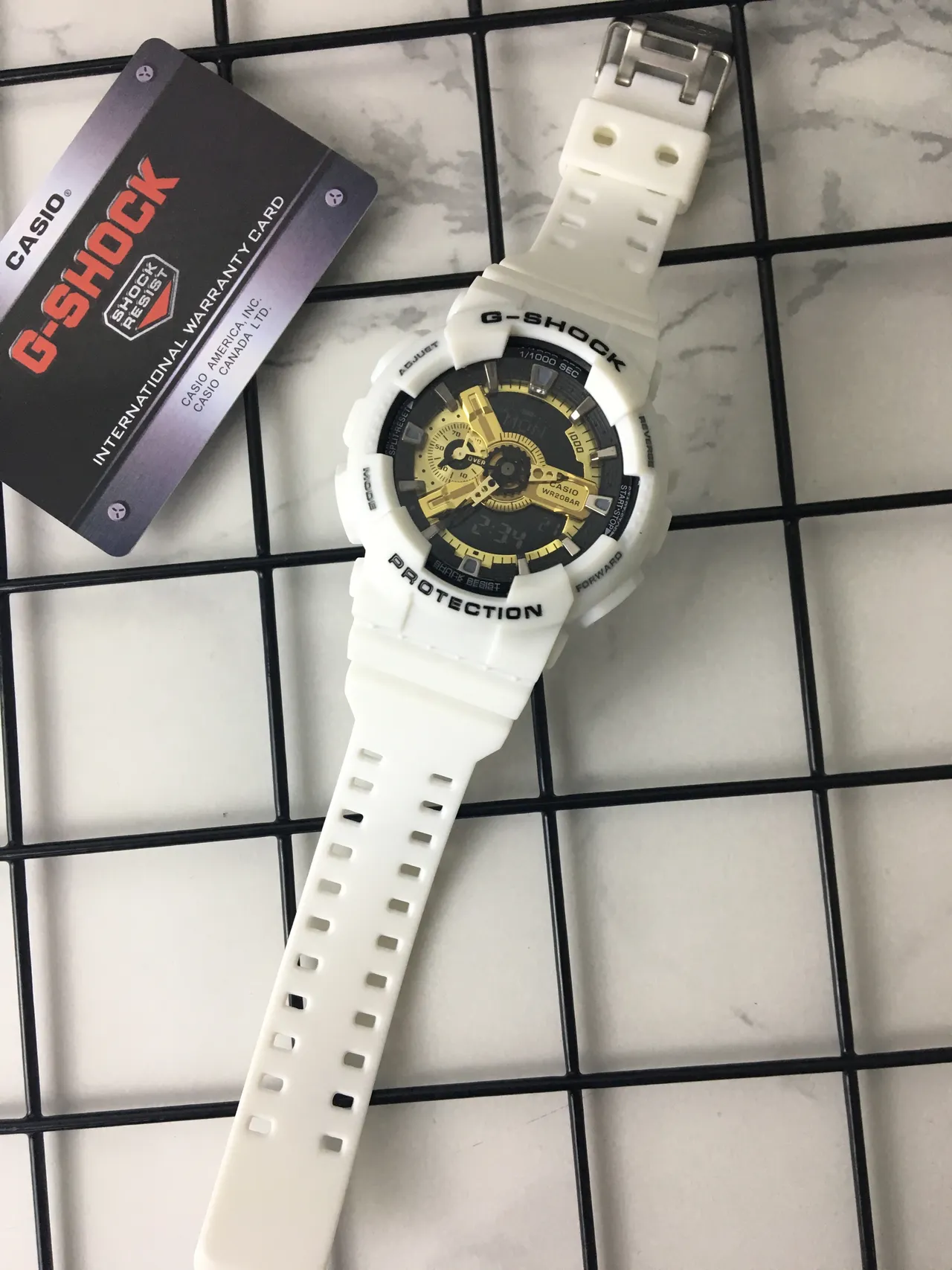Casio White Gold Resin Case Analog-Digital Hybrid Display Watch 6