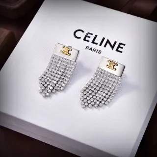 Celine Triomphe क्रिस्टल फ्रिंज ईयररिंग्स