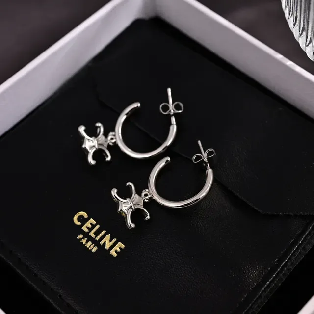 Celine Triomphe Fleur-de-Lis Silver Pendant Necklace 3