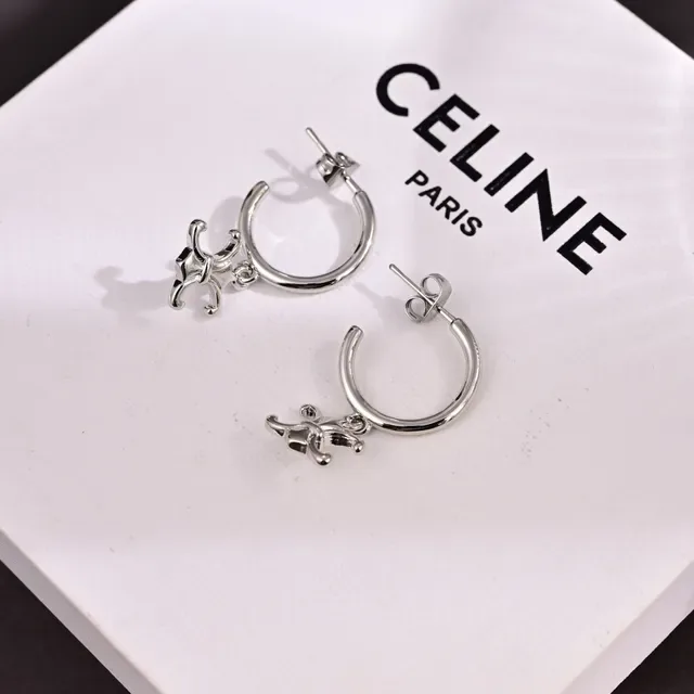 Celine Triomphe Fleur-de-Lis Silver Pendant Necklace 7