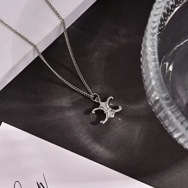 Celine Triomphe Fleur-de-Lis Silver Pendant Necklace 8