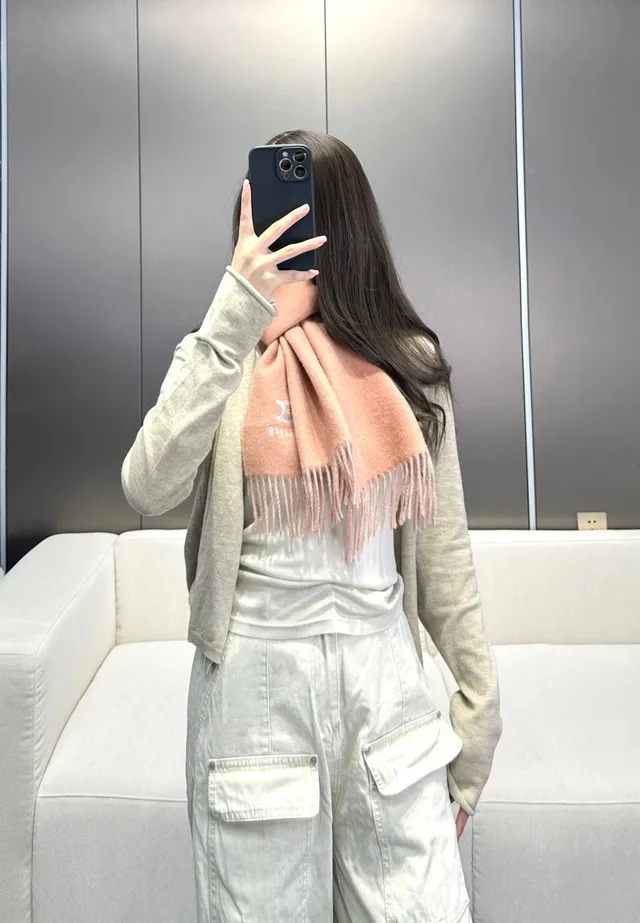 Celine bufanda de cachemira con flecos de dos tonos 2