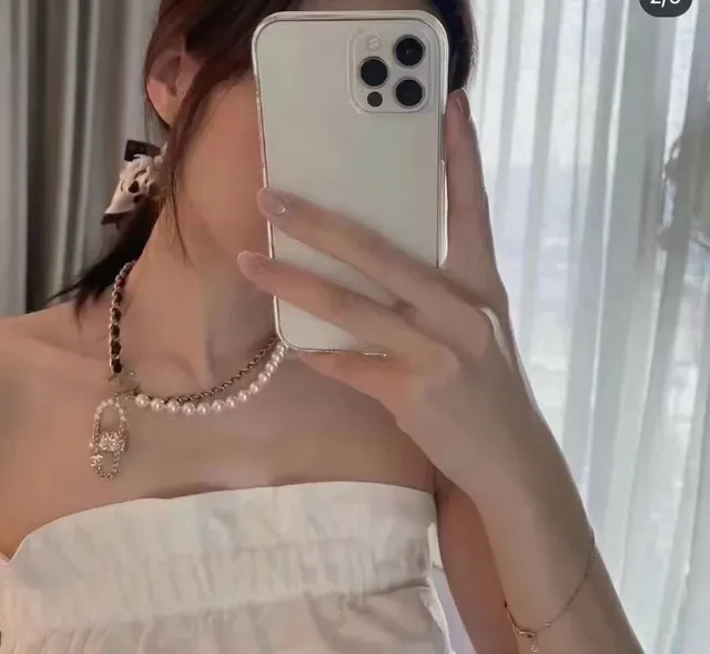 香奈儿黑色金色珍珠链条项链 6