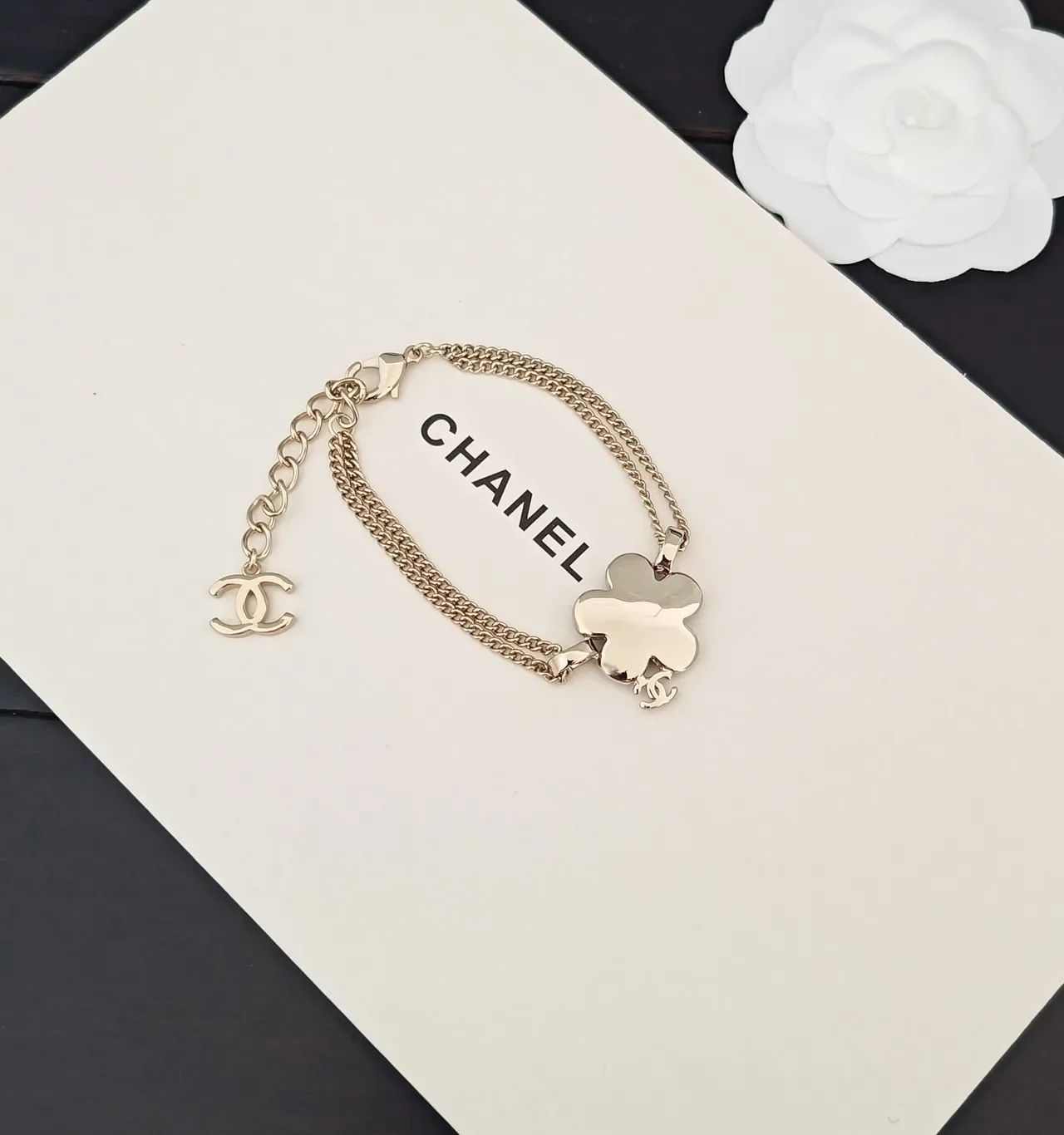 Chanel Blue Gold Flower-Shaped Denim-Textured Enamel Necklace 3