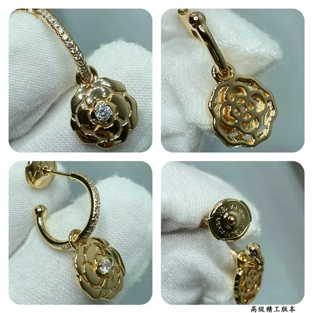 Chanel Camélia Gold boucles d'oreilles camélia 2