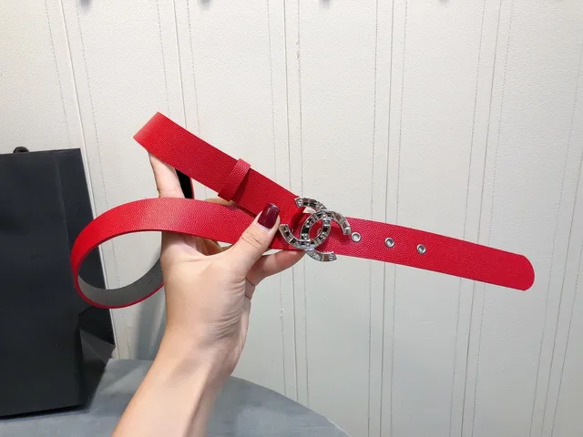 Chanel CC Belt Red Black Textured Silver-Tone Buckle Leather Belt 6