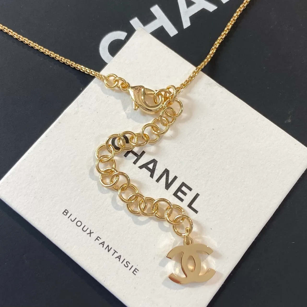 Chanel CC Logo Pavé Crystal Gold-Tone Necklace 2