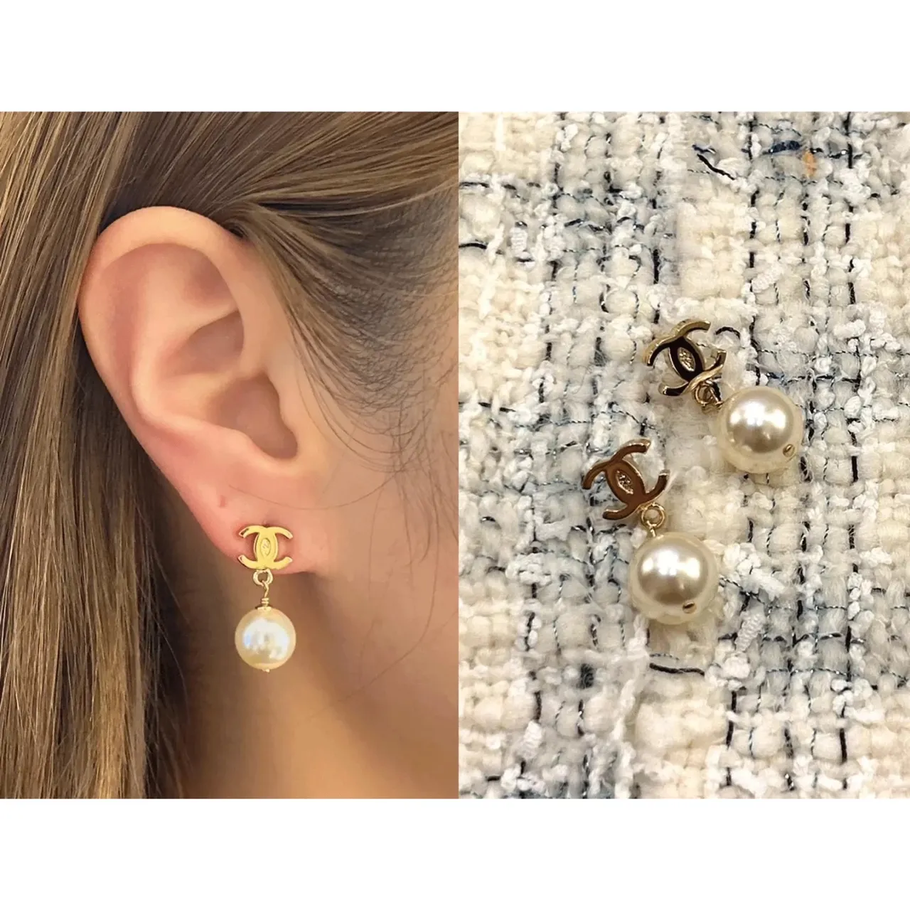 Chanel CC Pearl Drop Earrings 2