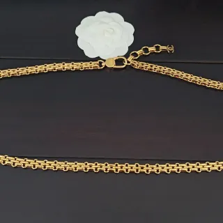 Chanel سلسلة قلادة ذهبية Interlocking Oval Link