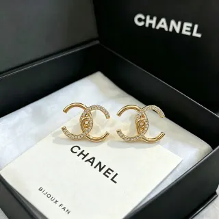 Chanel Gold Silver Pavé-Crystal Aretes