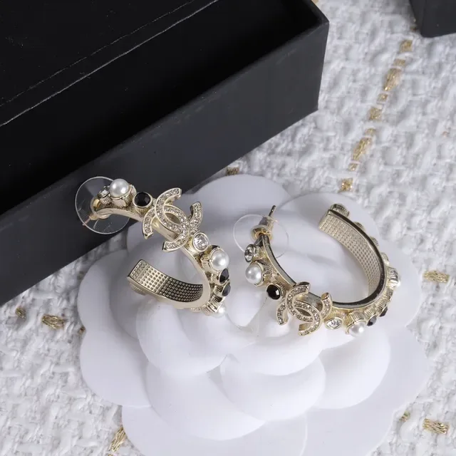 Chanel Gold White Metal Pearl And Crystal Embellished Earrings 3