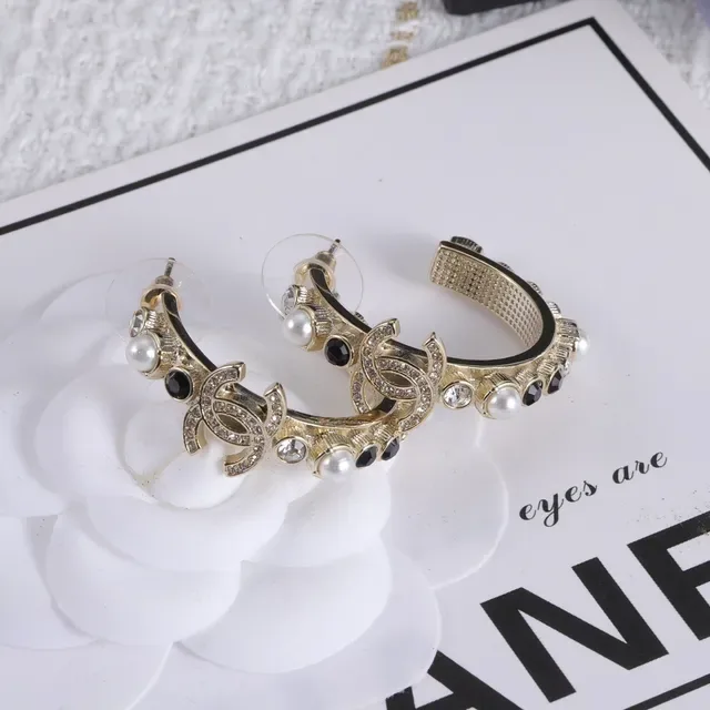 Chanel Gold White Metal Pearl And Crystal Embellished Earrings 9