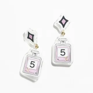 Chanel No. 5 قارورة العطر أقراط أكريليك معلقة