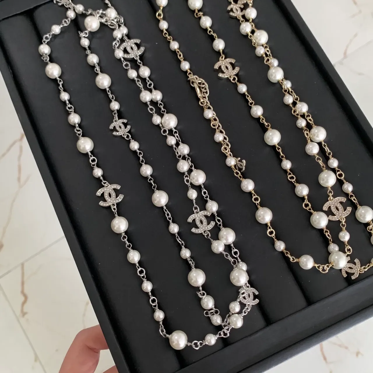 Chanel Pearl and Chain CC Logo Necklace 4