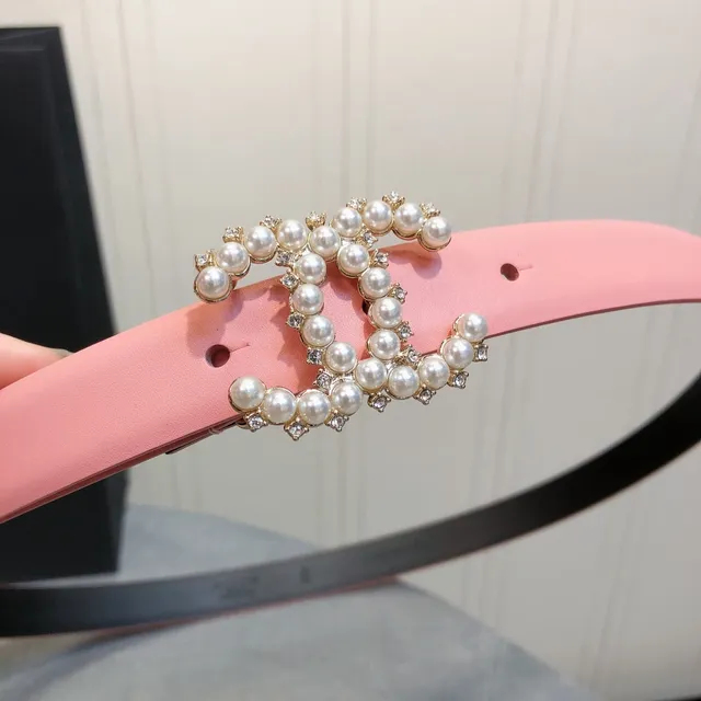 Chanel Pearl CC Belt Pink Leather Belt 3