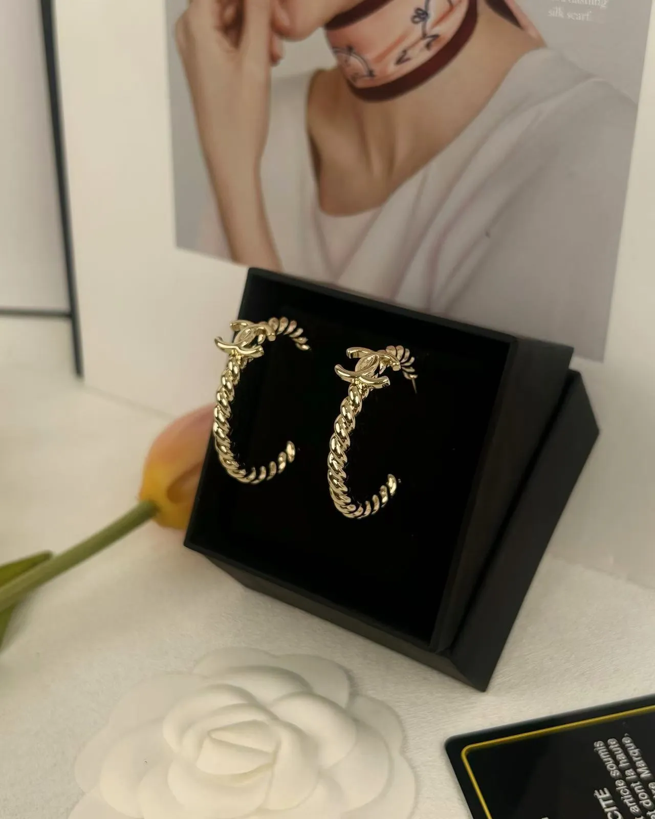 Chanel Rope Hoop Interlocking CC Gold-Tone Earrings 5