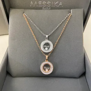 Chopard Happy Diamonds Dual-Tone Rotating Disc Pendant Necklaces