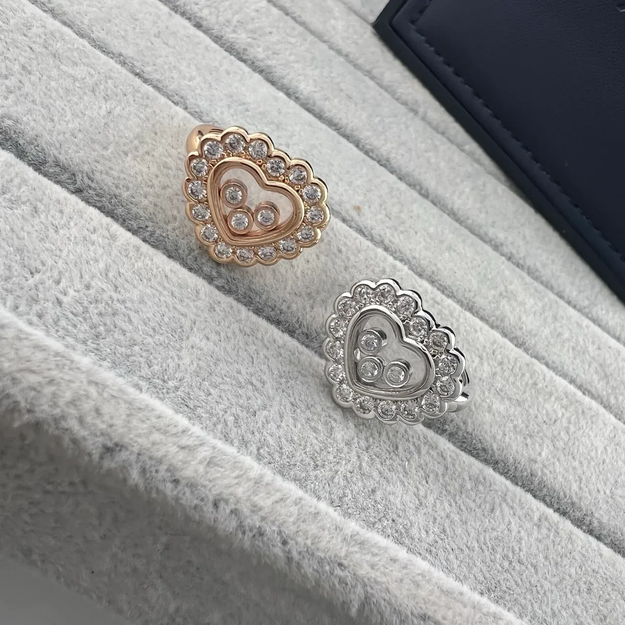 Chopard Happy Hearts Heart-Shaped Diamond and Mother-of-Pearl Rings 3