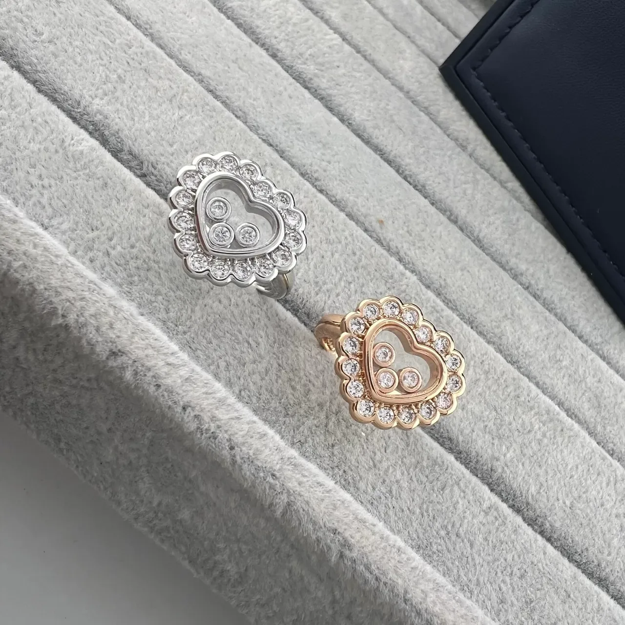 Chopard Happy Hearts Heart-Shaped Diamond and Mother-of-Pearl Rings 4