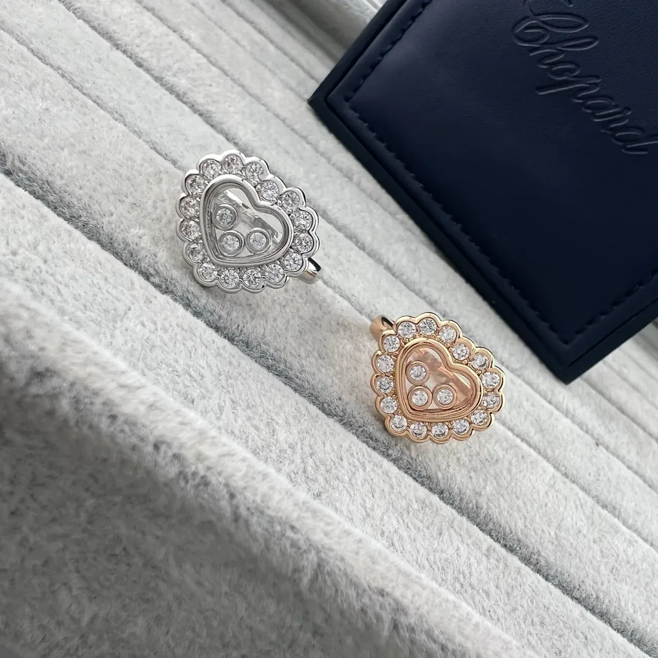 Chopard Happy Hearts Heart-Shaped Diamond and Mother-of-Pearl Rings 5