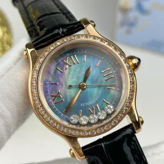Chopard Happy Sport Diamond Bezel Blue Mother-of-Pearl Dial Mechanical Watch