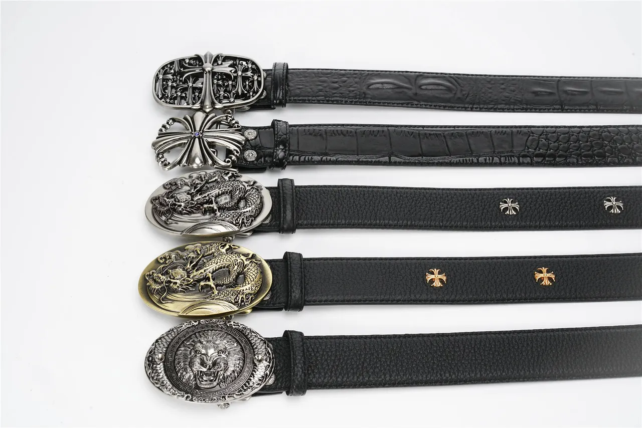 Chrome Hearts 黑色银色磨砂华丽龙扣皮带 2