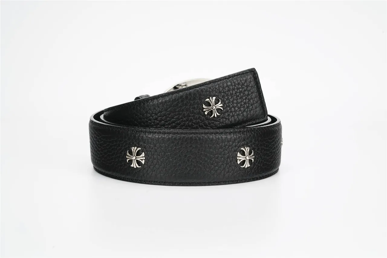 Chrome Hearts 黑色银色磨砂华丽龙扣皮带 3