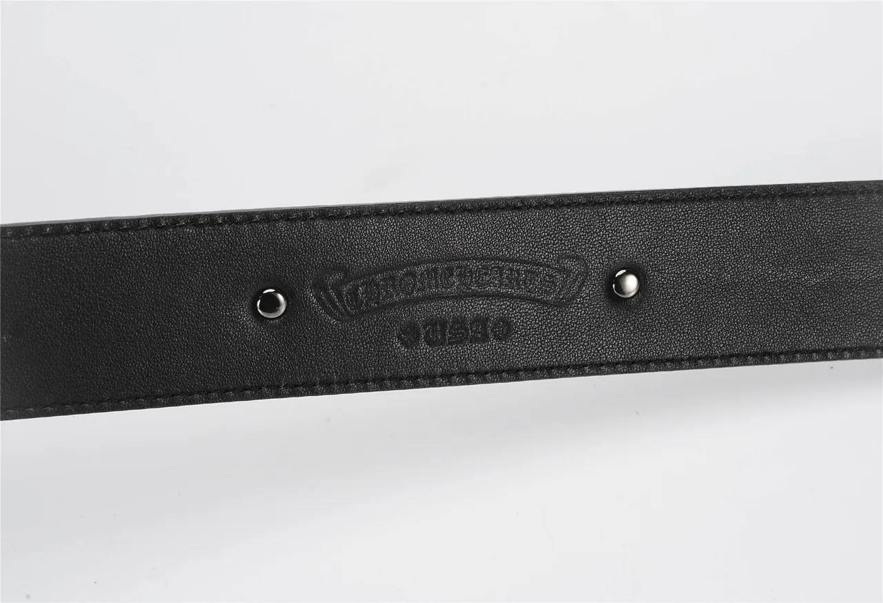 Chrome Hearts 黑色银色磨砂华丽龙扣皮带 7