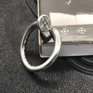 Chrome Hearts Cross Cap Silver Polished Engraved Floral Ring