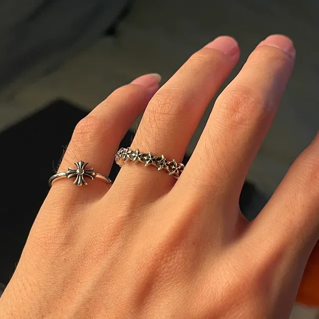 Chrome Hearts Bague Croix Argent Polie Motif Orné Bague 3