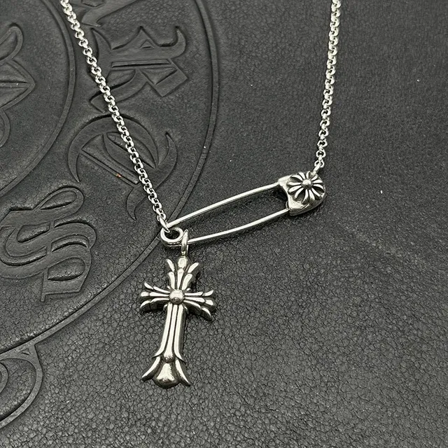Chrome Hearts डैगर सेफ्टी पिन नेकलस चांदी पेंडेंट क्लास्प नेकलस 8