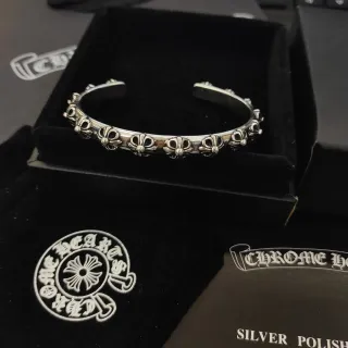 Chrome Hearts Fleur de Lis Cuff Oxidized Silver Bracelet