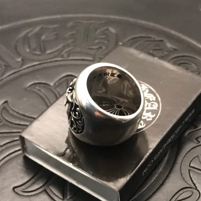 Chrome Hearts फूलों की खुरदरी लकीरें चाँदी अंगूठी 8