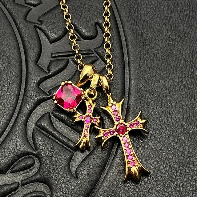 Chrome Hearts Gold Transparent Multi-Pendant Necklace 5