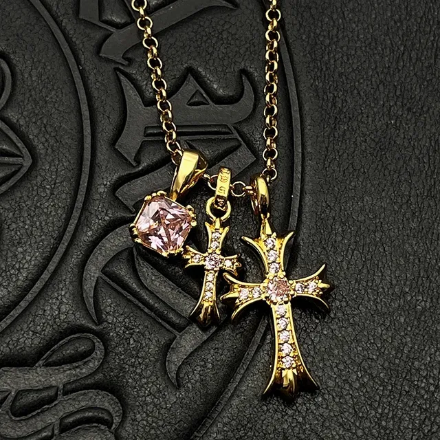 Chrome Hearts Gold Transparent Multi-Pendant Necklace 7