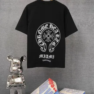 Chrome Hearts Miami ग्राफिक ओवरसाइज़्ड काली टी-शर्ट