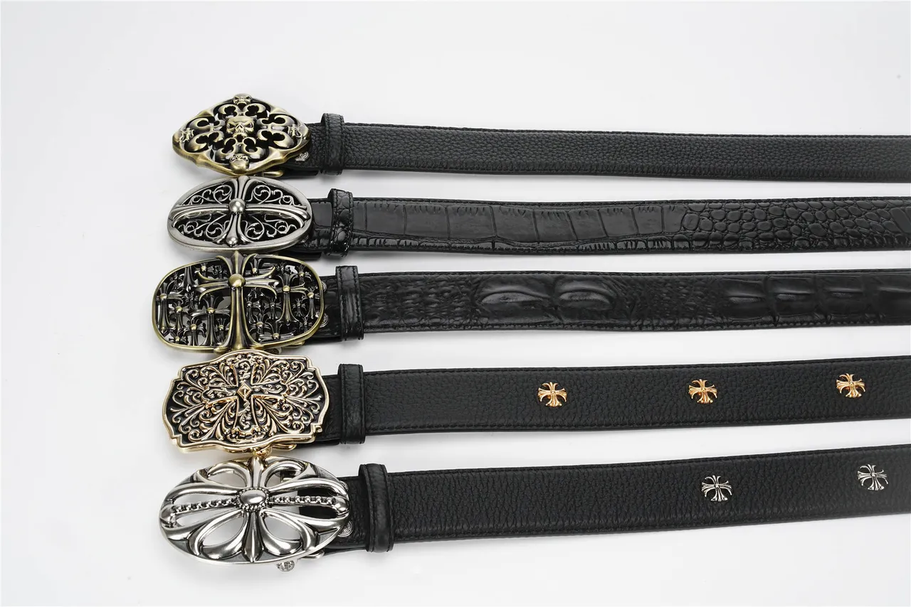 Chrome Hearts 精美十字扣黑色皮革腰带 2