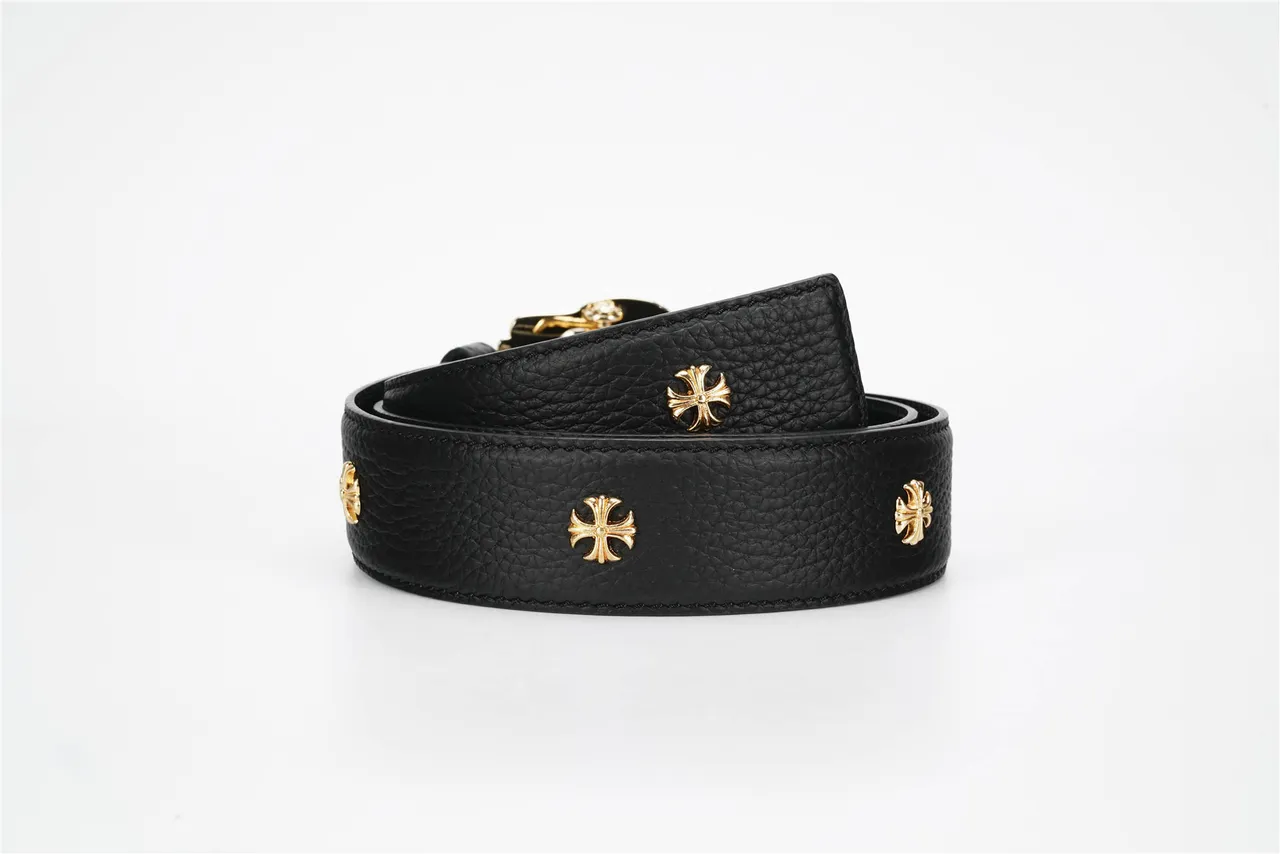 Chrome Hearts 精美十字扣黑色皮革腰带 3