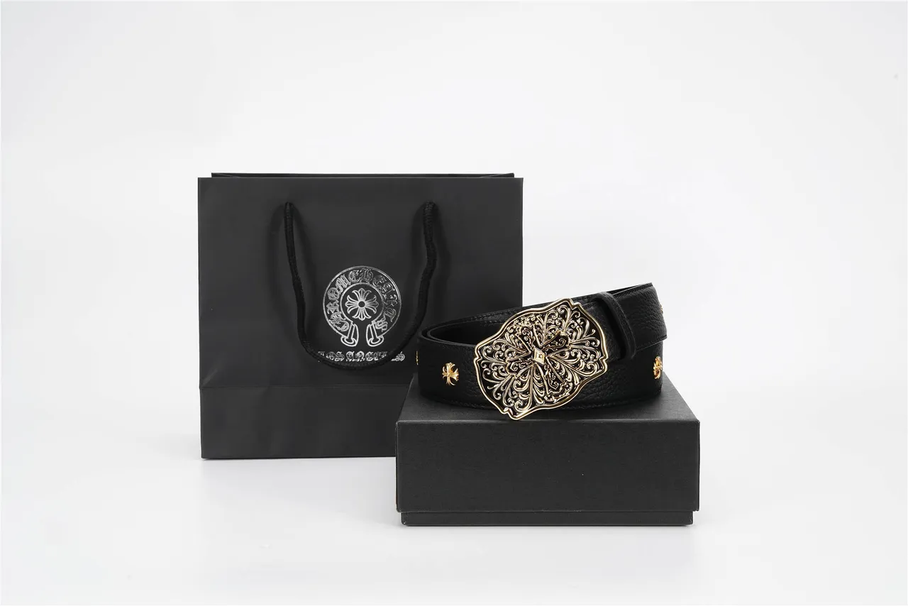 Chrome Hearts 精美十字扣黑色皮革腰带 4