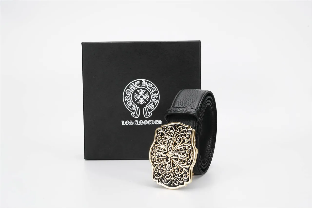 Chrome Hearts 精美十字扣黑色皮革腰带 5