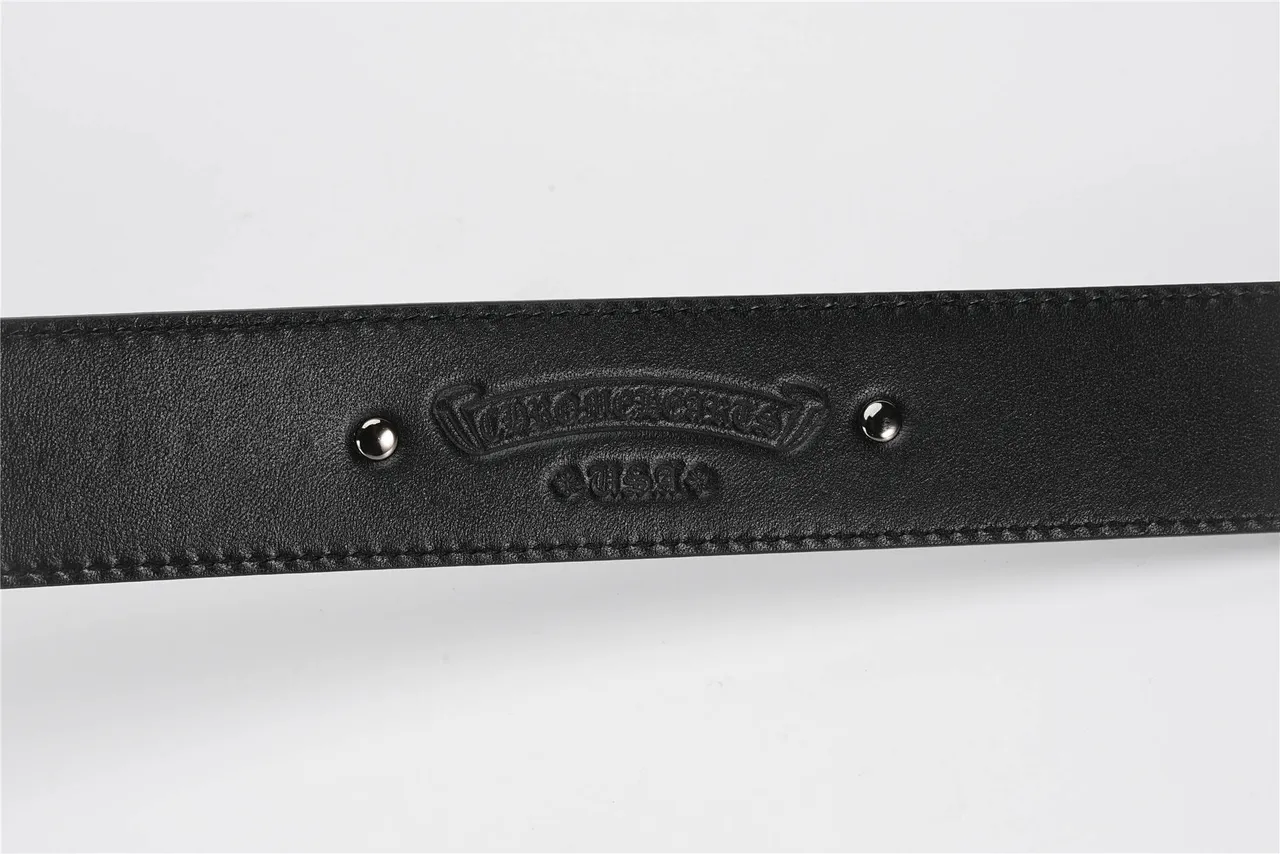 Chrome Hearts 精美十字扣黑色皮革腰带 7