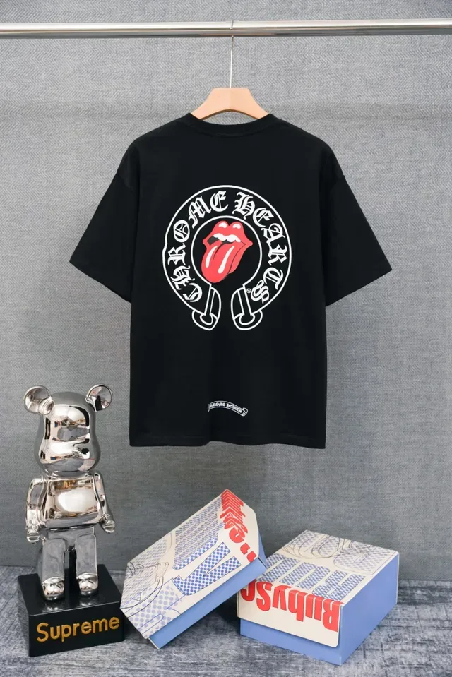 Chrome Hearts x Rolling Stones জিভ লোগো কালো ওভারসাইজড টি-শার্ট 4