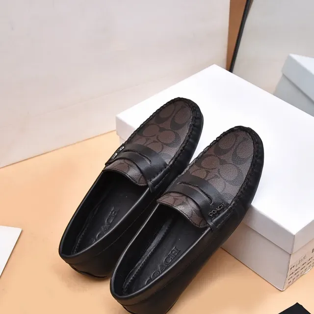 Mocasín Penny Coach Negro Marrón Signature C Monogram Lona 3