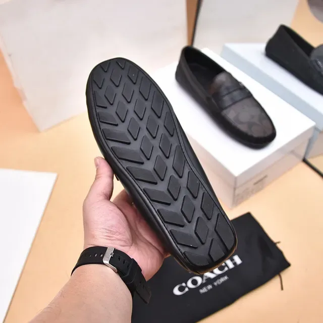 Mocasín Penny Coach Negro Marrón Signature C Monogram Lona 4