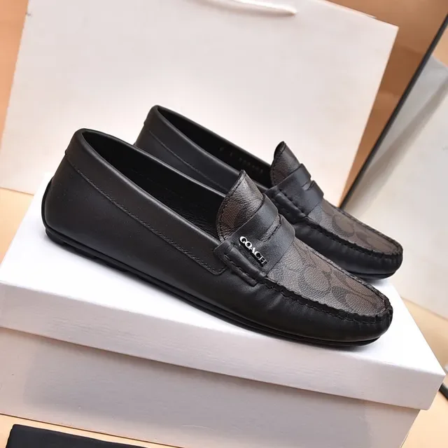 Mocasín Penny Coach Negro Marrón Signature C Monogram Lona 8