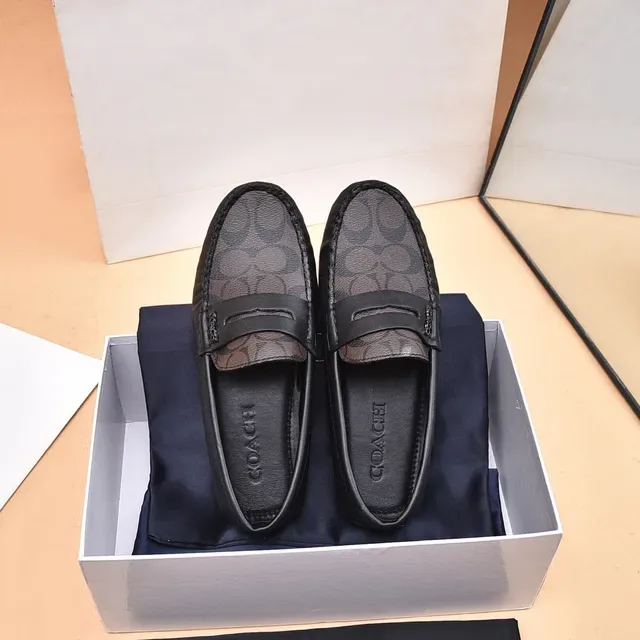 Mocasín Penny Coach Negro Marrón Signature C Monogram Lona 9