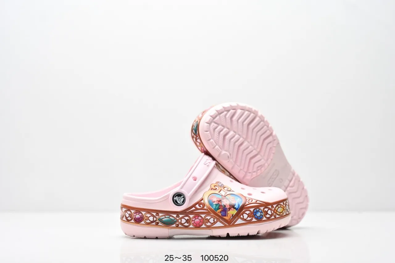 Crocs Classic Clog وردي Disney Frozen زخرفة الحافة Clog 3