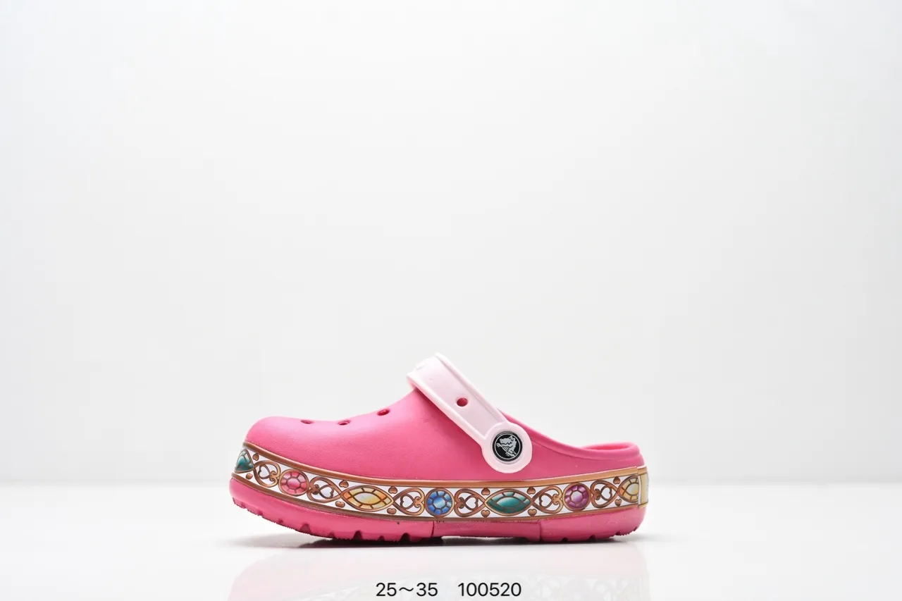 Crocs Classic Clog وردي Disney Frozen زخرفة الحافة Clog 10