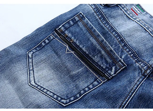 Diesel Distressed Medium-Wash Zipper Pocket Jeans 6
