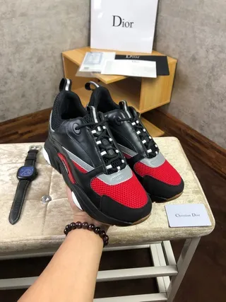 Christian Dior Black Red Multi-Layered Sole Asymmetrical Lace Cage Chunky Sneakers 4